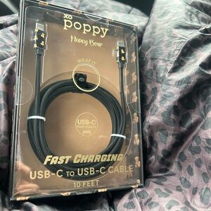 XO Poppy Honey Bear Black USB-C to USB-C Fast Charging Cable
